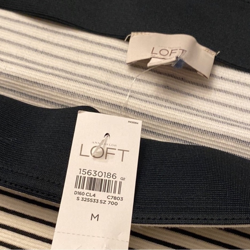 LOFT VERTICAL STRIPED ELASTIC WAIST STRETCH PONTE MINI PENCIL SKIRT NWT SZ M - Picture 9 of 9